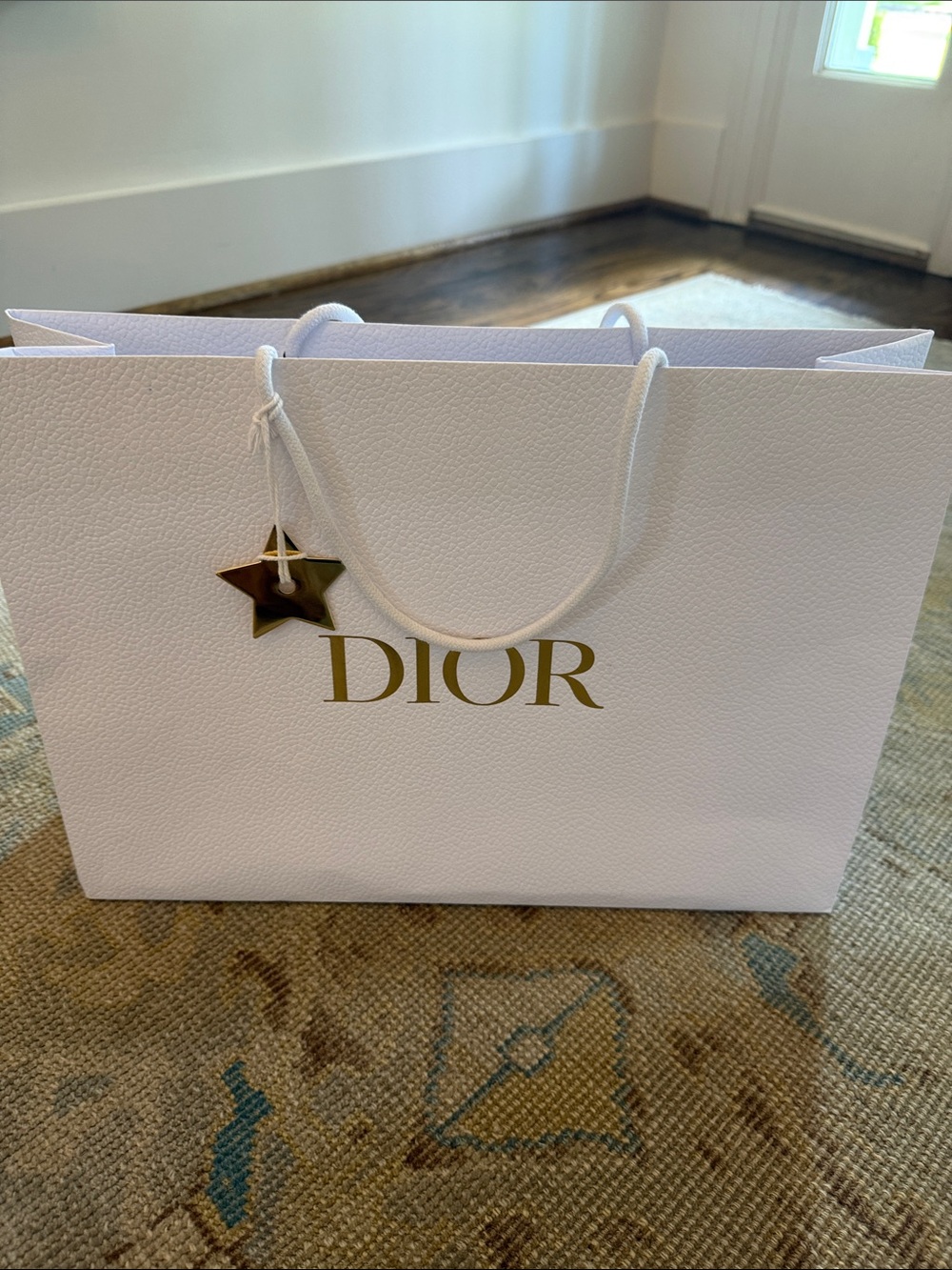 Dior White Tote Gift Bag with Gold Logo